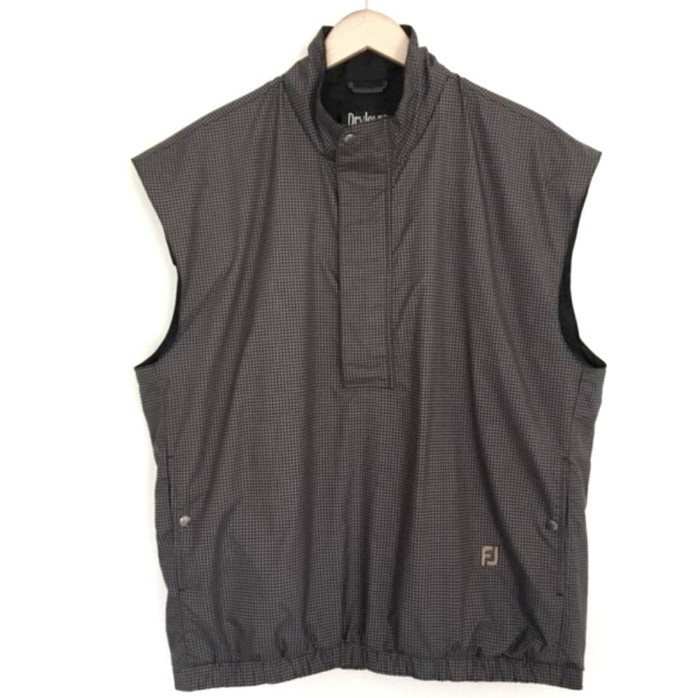 FootJoy DryJoys Water Resistant Golf Vest Black Clay Houndstooth Mens Large